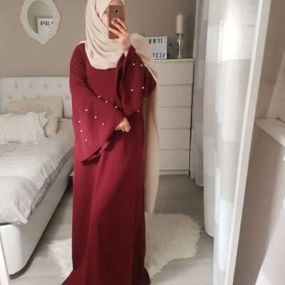 Simple Pearl Sleeves Abaya