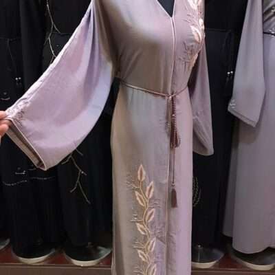 Simple Purple Embroided Abaya