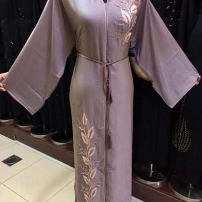Simple Purple Embroided Abaya