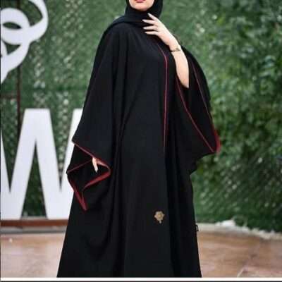 Simple Black Piping Abaya