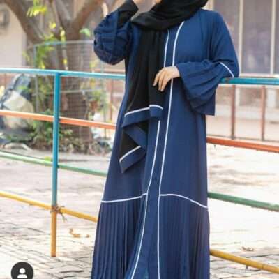 Blue Pleated Abaya