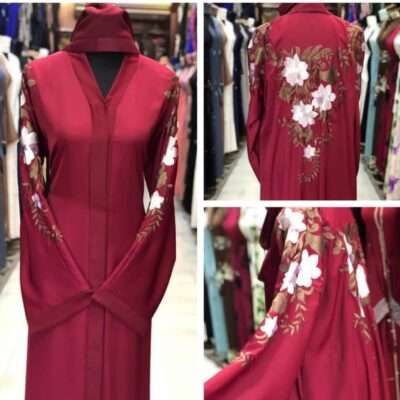 Red Embroidery Abaya