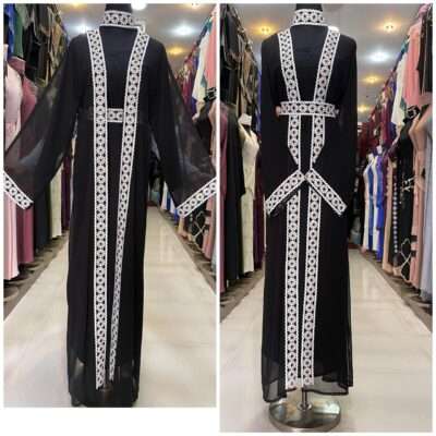 Flower Stripes Abaya