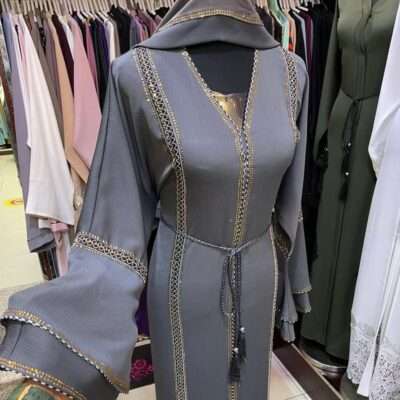 Grey Lace Abaya