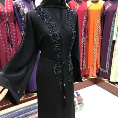 Black Beats Flower Abaya