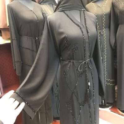 Black Beats Leaf Abaya