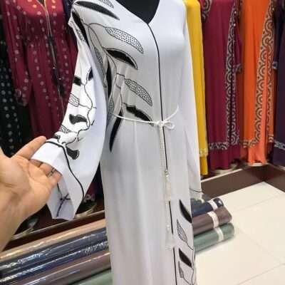 Black and White Diamond Abaya