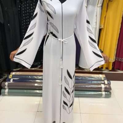 Black and White Diamond Abaya