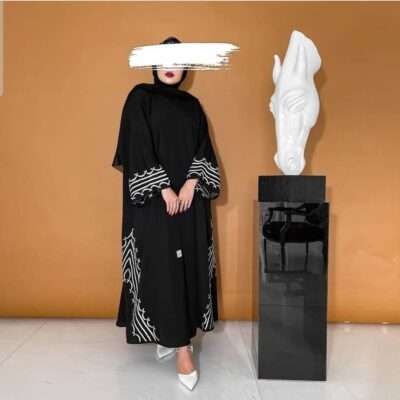 Designer White Embroidery Abaya