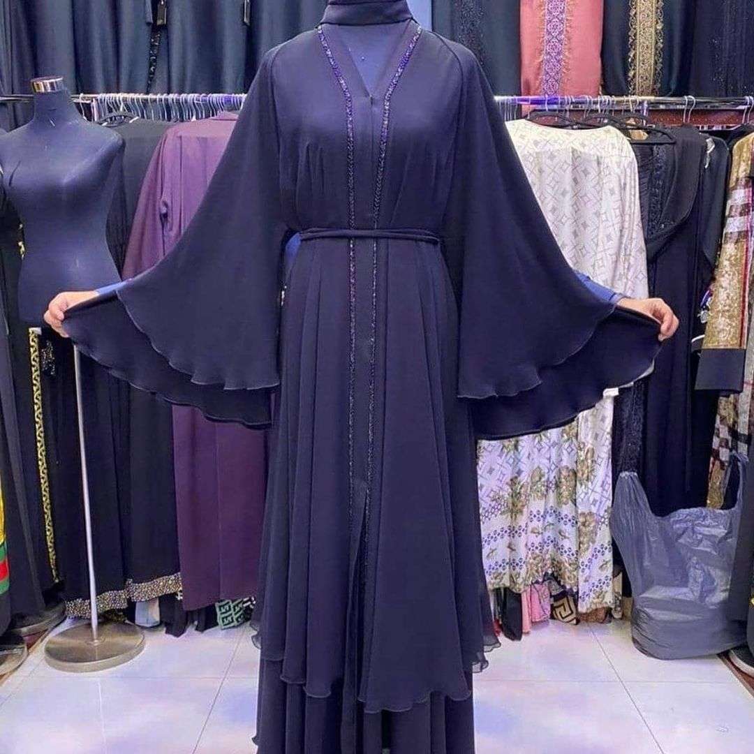 Double Layered Black Lace Abaya – SK Abayas