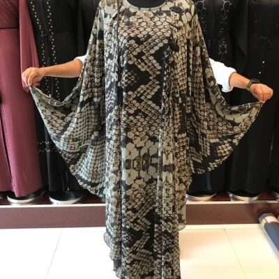 Kaftan Style Black Printed Abaya 