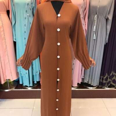 Orange Button Abaya