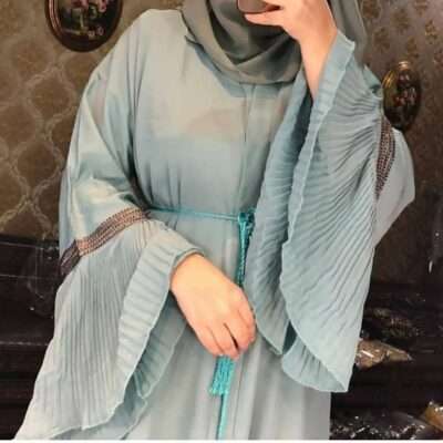 Blue Frills Abaya