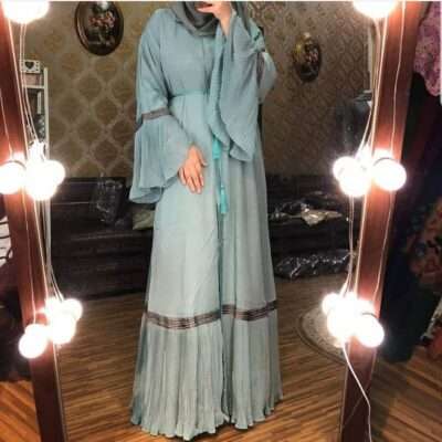 Blue Frills Abaya