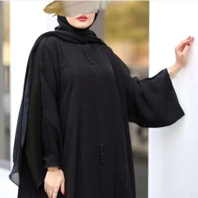 Black Button Abaya