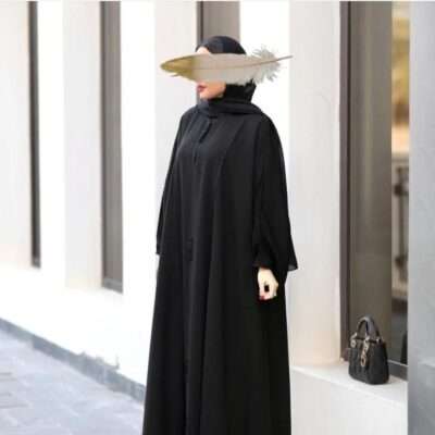 Black Button Abaya