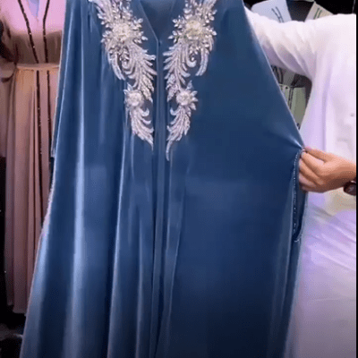 Blue Velvet Kaftan Abaya