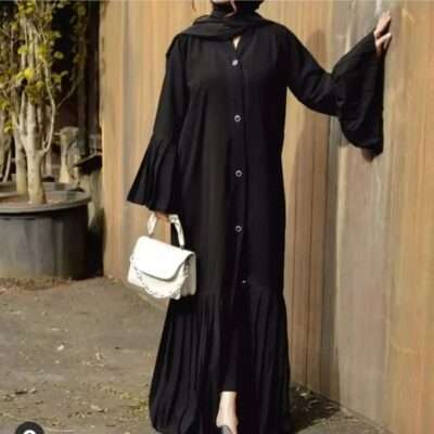 Button Frills Abaya