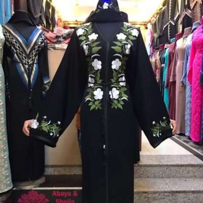 White Flower Embroidery Abaya