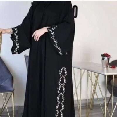 White Hand Embroidery Abaya