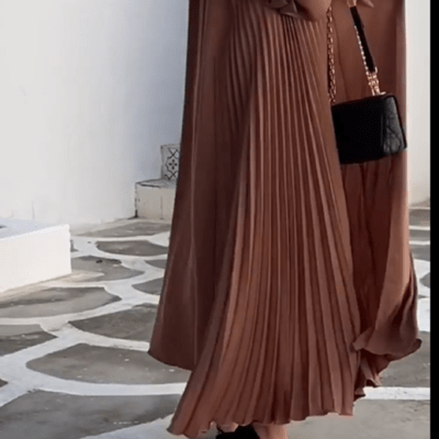 Brown Sided Pleated Abaya