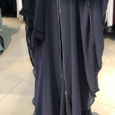 Chiffon Blue Cap Abaya