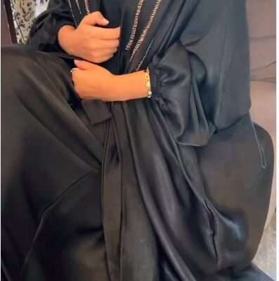 Sided Work Satin Abaya