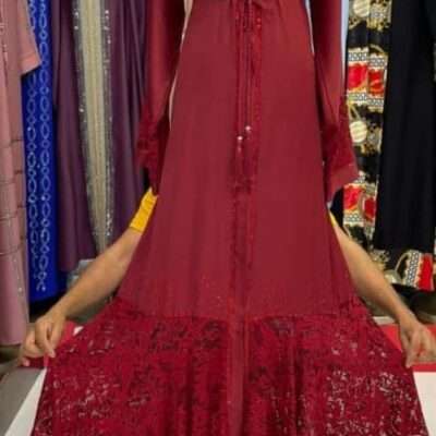 Red Bottom Lace Abaya