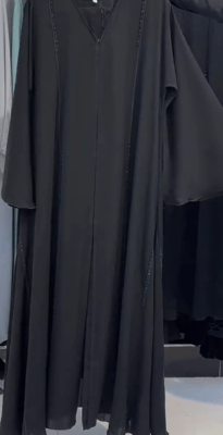 Black Beaded Liner Abaya