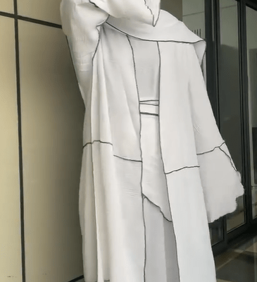 Black Overlock White Shrug Abaya