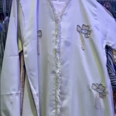 Beaded Latkan Linen Abaya