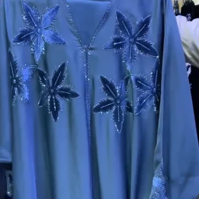 Floral Velvet Patch Abaya