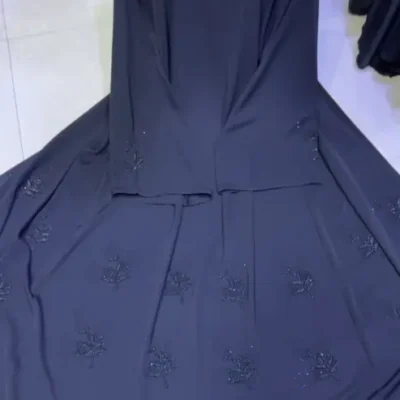 Mini Leaf Embroided Diamond Abaya