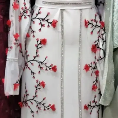 3D Red Flower Shrug Abaya