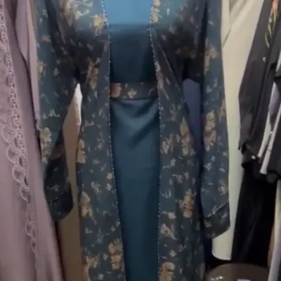 Beaded Shaded Pleated Shrug Abaya