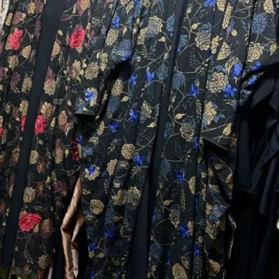 Black Colored Printed Shrug Abaya