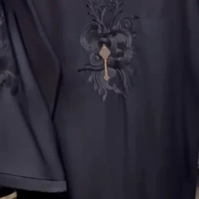 Black on Black Embroidery Abaya