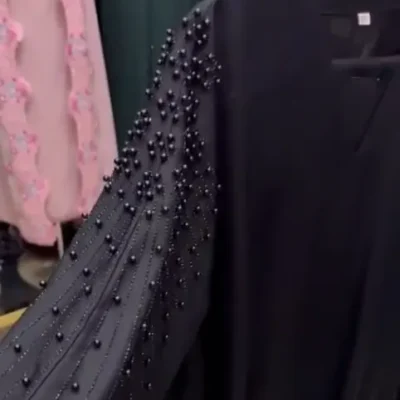 Black Pearl Bead Abaya