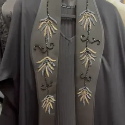 Coat Multi Beaded Pleated Abaya