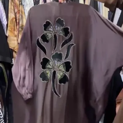 Cuff Sleeves Velvet Patch Abaya