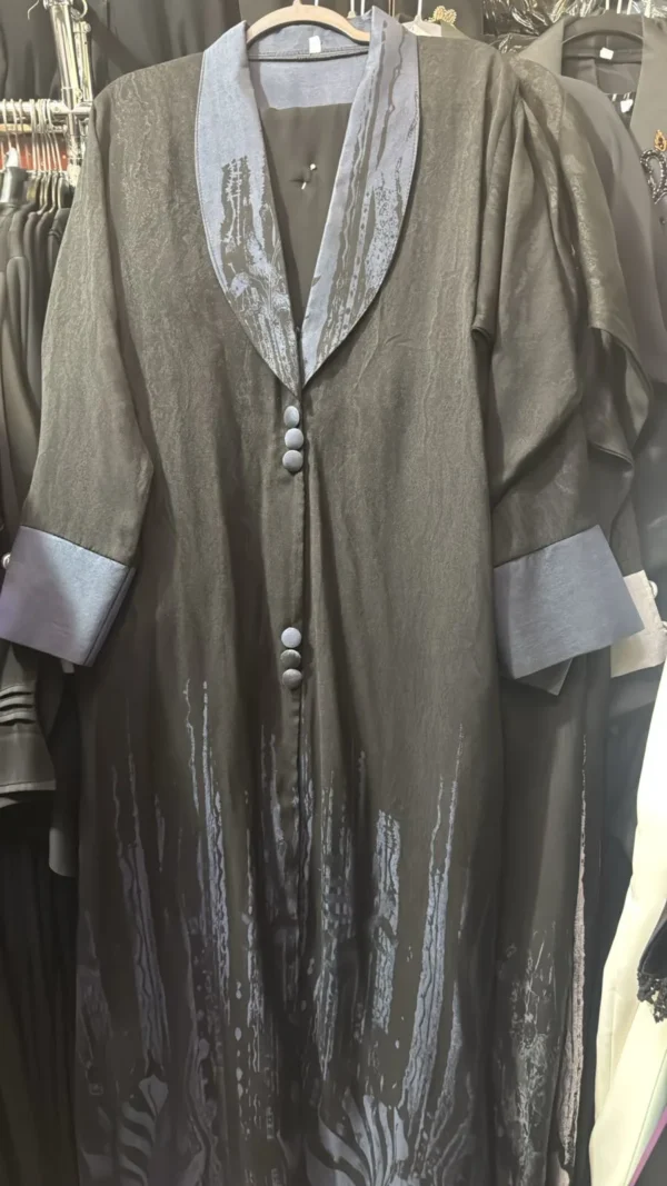 Coat Printed Button Abaya - Image 2