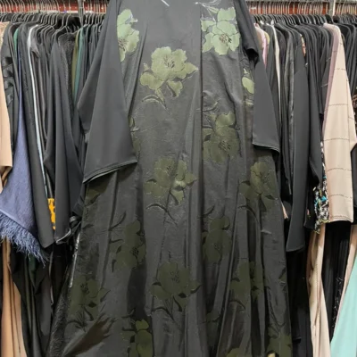 Black Printed Flower Abaya