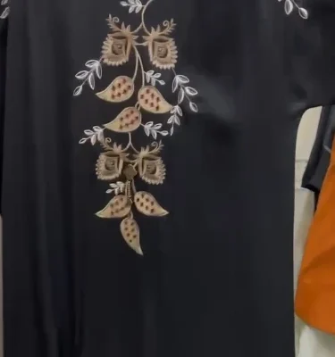 Designer Embroidery Piping Abaya