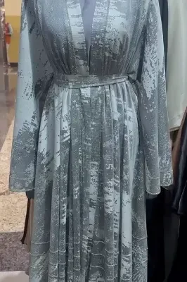 Printed Nett Shrug Abaya