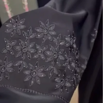 Flower Embroidery Diamond Abaya