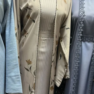 Flower Printed Shrug Pleated Abaya