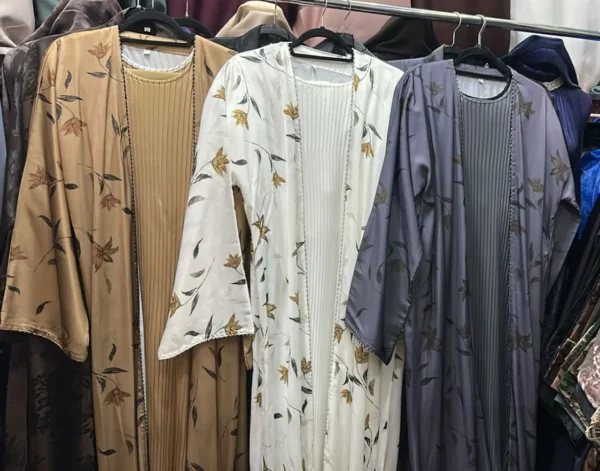 Flower Printed Shrug Pleated Abaya