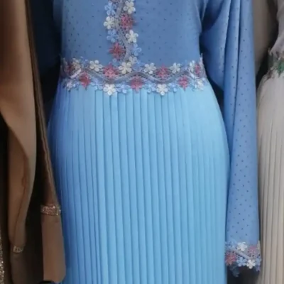 Frok Pleated Lace Abaya