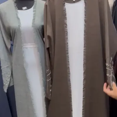 Linen Beaded Shrug Abaya