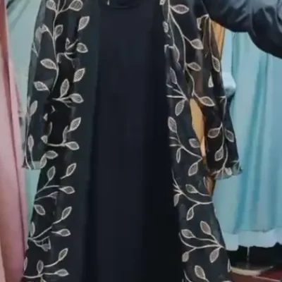 Nett Embroidery Leaf Shrug Abaya